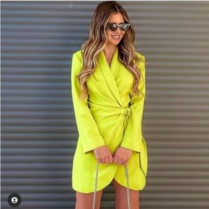 Zara - Wrap Front Blazer Dress - Lime - XL (fits M//L)
